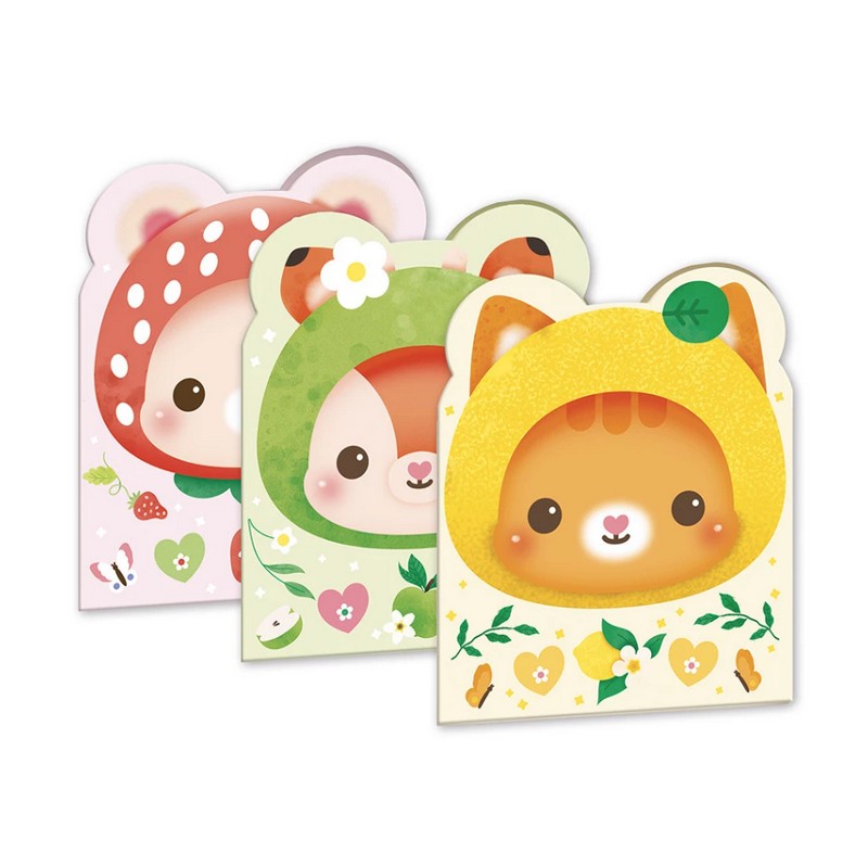 Set di cancelleria per bambini con quaderni, post-it, gomme, evidenziatori e adesivi, il tutto in tenero stile kawaii